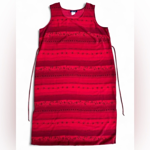 90s PS Career Womens Floral Red Striped Sleeveless Euro Summer Maxi Dress 22 - Picture 2 of 12